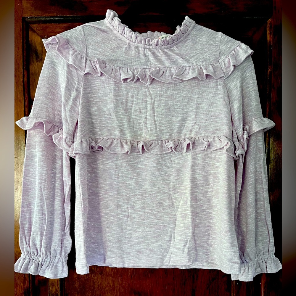 NWT Spring Pretty Crewcuts Heather Pink Ruffle Shirt, Size 12